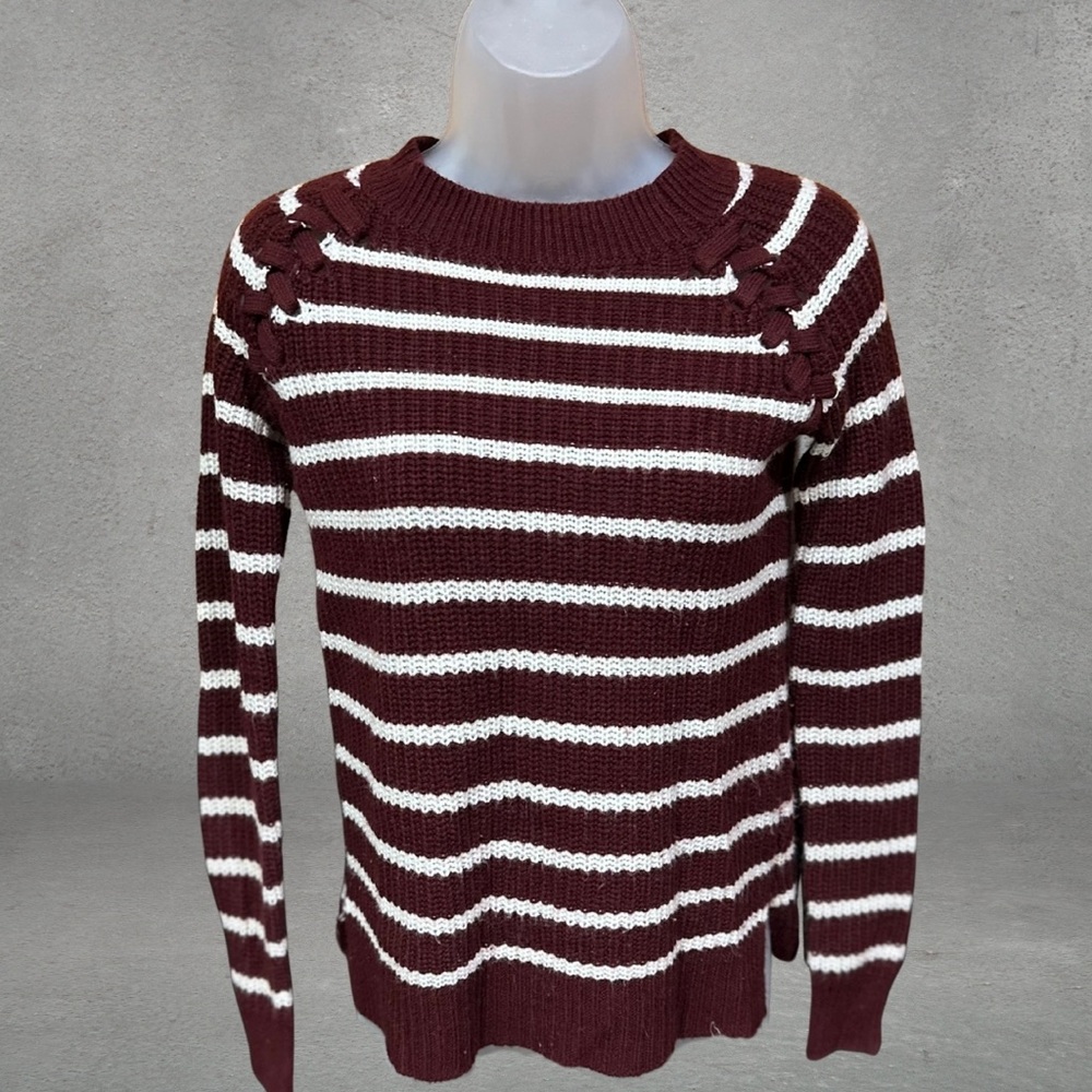SO Maroon and White Striped Sweater